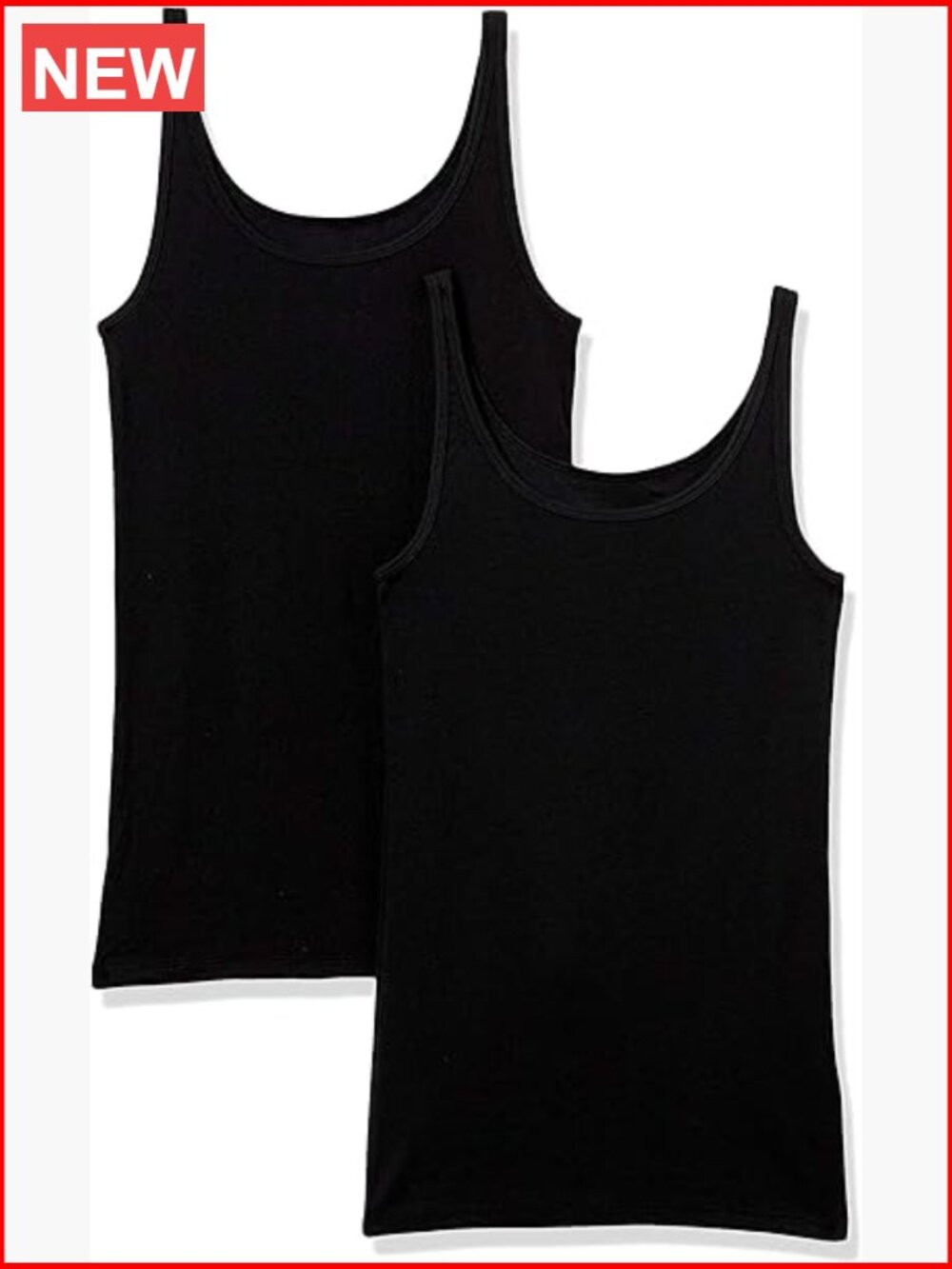 Women's Slim-Fit Thin Strap Tank Top 2-Pack Scoop Neck Sleeveless
